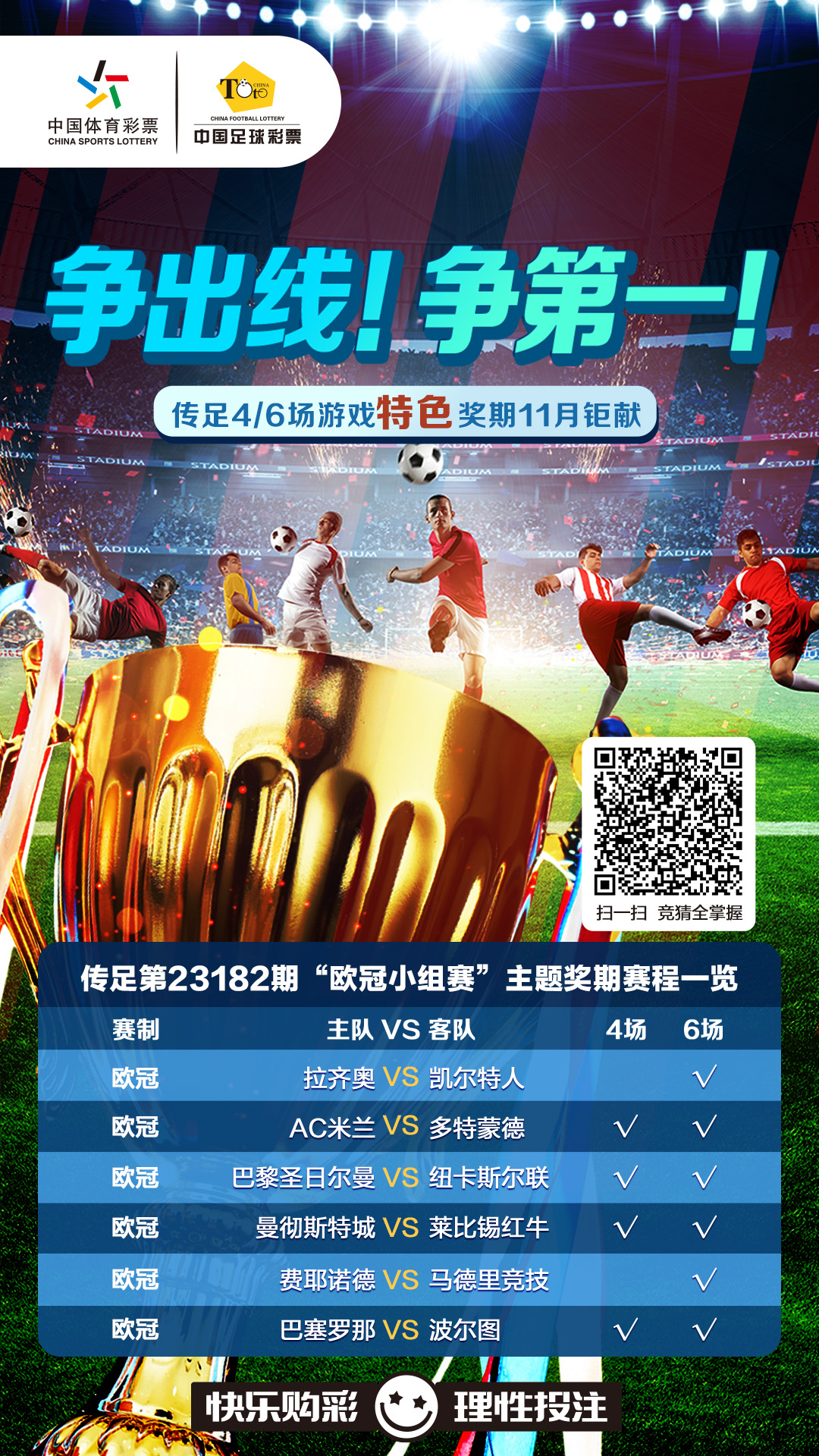 歐洲杯2024：爭(zhēng)出線爭(zhēng)第一！傳足特色獎(jiǎng)期第23182期聚焦“歐冠小組賽”